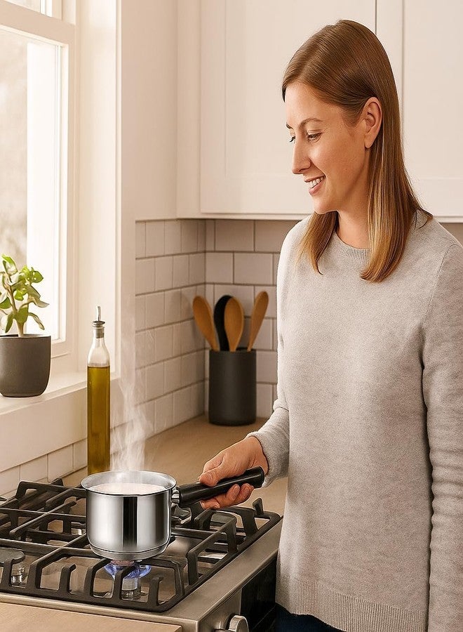 Crega Stainless Steel Induction Cookware, Heavy Duty Milk Boiling Pot, Tea Maker Stainless Steel, Triply Sauce Pot, Chai Boiler, Small Cooking Vessel & Multi-Purpose Kitchen Utensil - Image 4