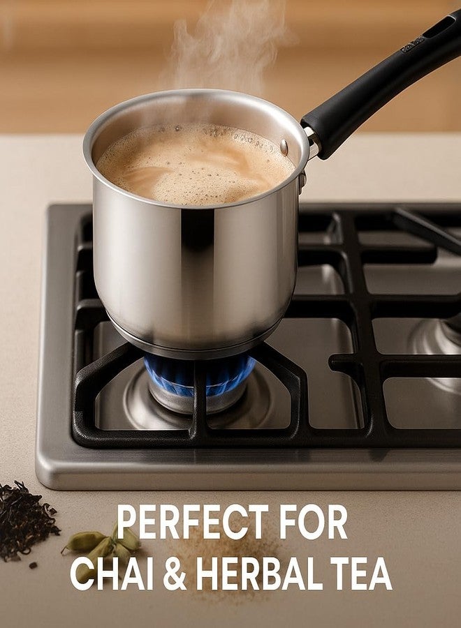 Crega Stainless Steel Induction Cookware, Heavy Duty Milk Boiling Pot, Tea Maker Stainless Steel, Triply Sauce Pot, Chai Boiler, Small Cooking Vessel & Multi-Purpose Kitchen Utensil - Image 2