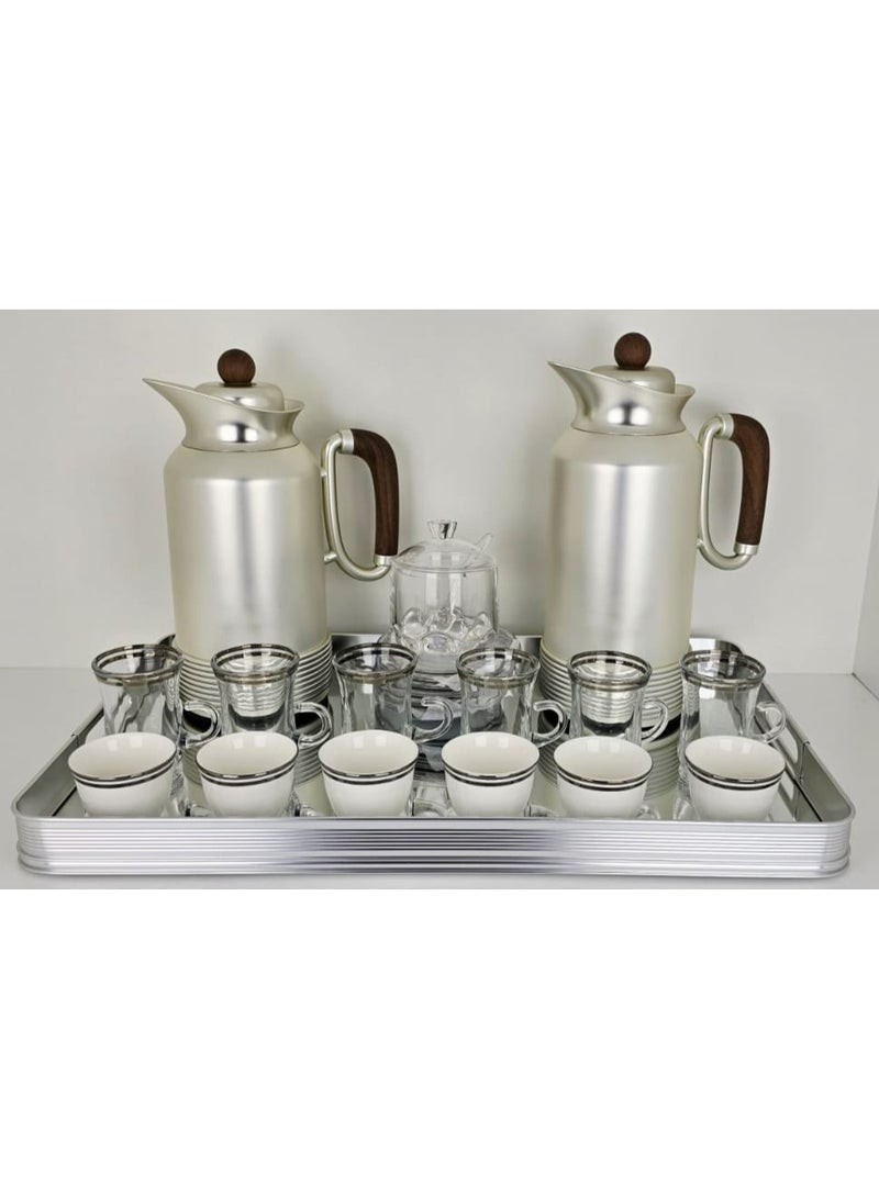 رادین طقم تقديم شاي وقهوة مكون من 22 قطعة، مجموعة كاملة للمنزل والمكتب وهدايا الزفاف - Image 1