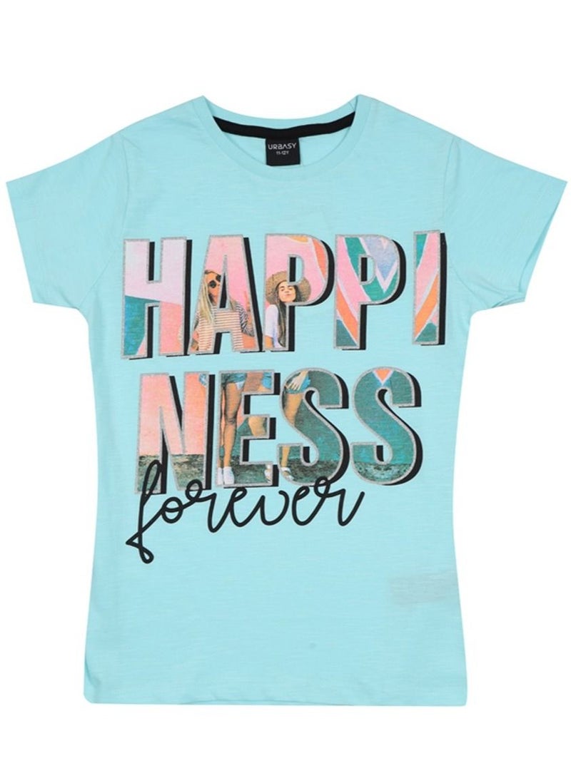 Urbasy Girls/Teens Blue Round Neck printed fashion T-shirt - Image 3