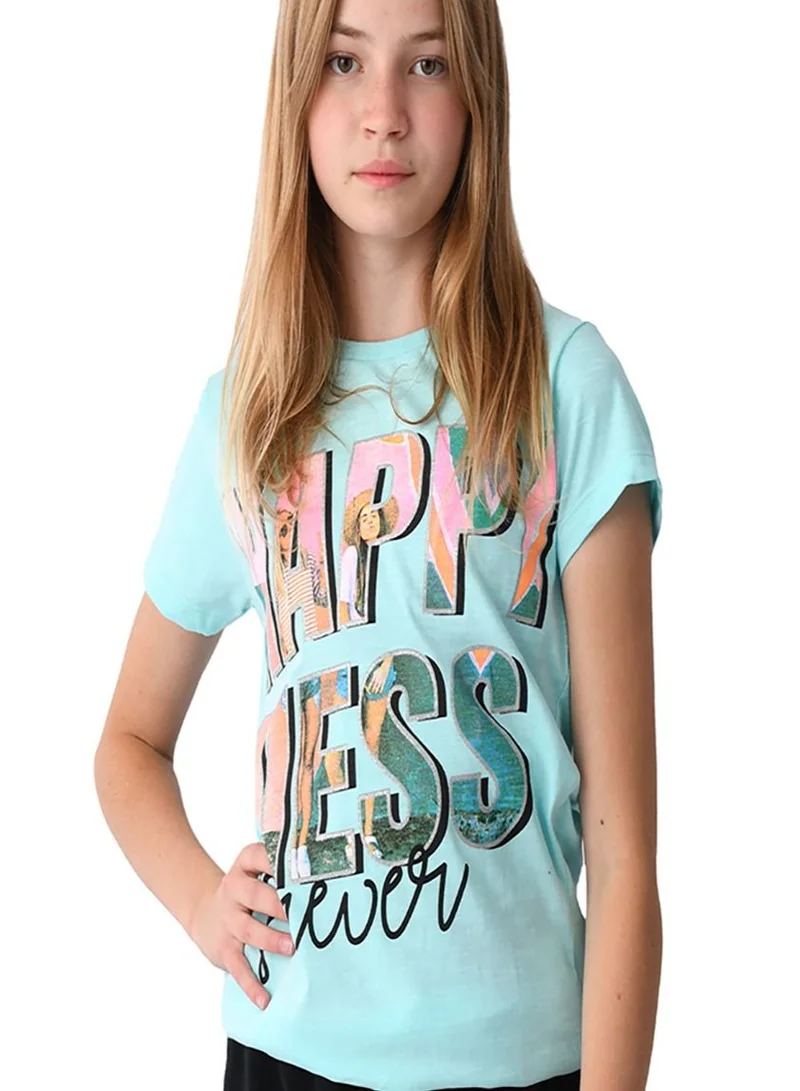 URBASY Urbasy Girls/Teens Blue Round Neck printed fashion T-shirt