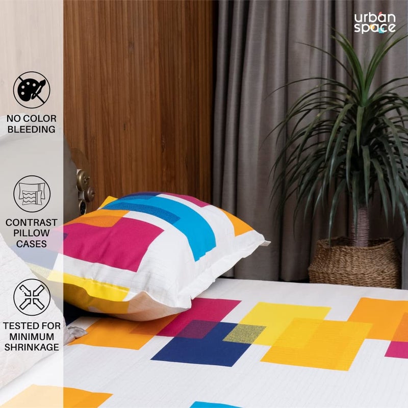 Urban Space أوربان سبيس ديفاين ملاءات سرير قطن 100% لسرير مزدوج مع 2 غطاء وسادة، ملاءة مزدوجة (حجم 90x 100 بوصة، بيج فينوس) - Image 4