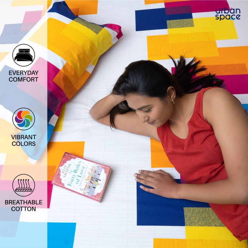 Urban Space أوربان سبيس ديفاين ملاءات سرير قطن 100% لسرير مزدوج مع 2 غطاء وسادة، ملاءة مزدوجة (حجم 90x 100 بوصة، بيج فينوس) - Image 5