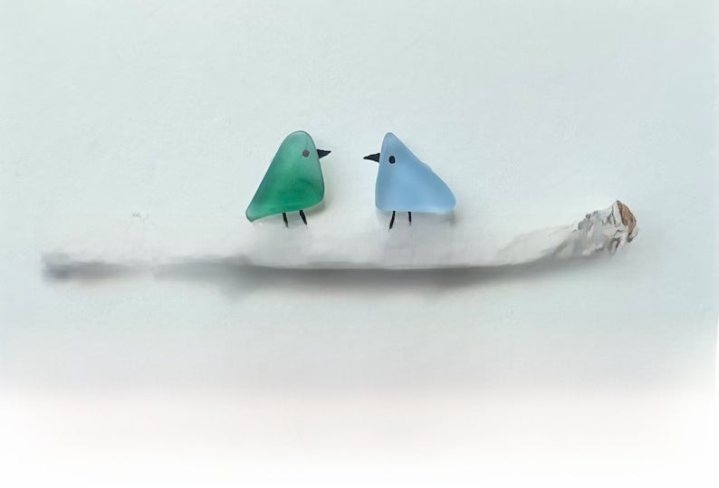 New Product Seaglass Birds Sea Glass Bird Original Sea Glass Art Po Frame Sea Glass Bird - Image 4