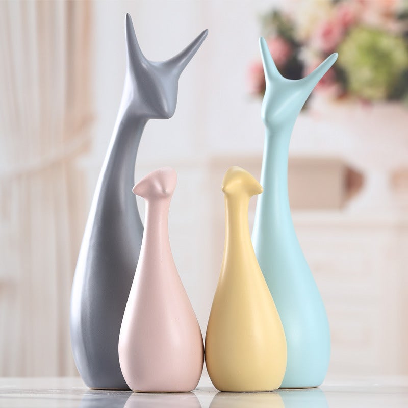 Honghe Living Room Decorations, Home Sideboard, Wine Cabinet Decorations, Ceramic Crafts, Small Gifts, Blue And White Porcelain Deer Ornaments - Image 5