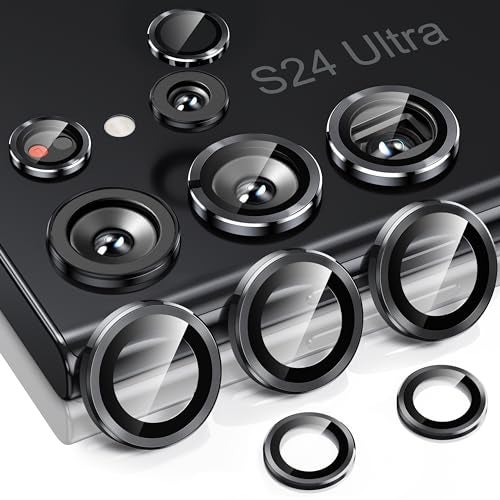 Hoerrye for Samsung Galaxy S24 Ultra Camera Lens Protector, Case-Friendly, Ultra-HD 9H Tempered Glass Screen Protector, Anti-Scratch, Space Titanium Military-Grade Drop Protection, Titanium Black - Image 1