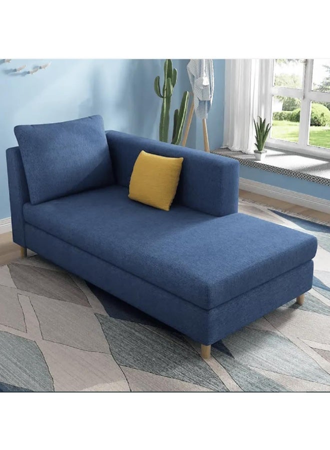 Poppins Home Simple Solid Chaise Lounge Sofa with Square Arms & 2 Pillows  - Image 1