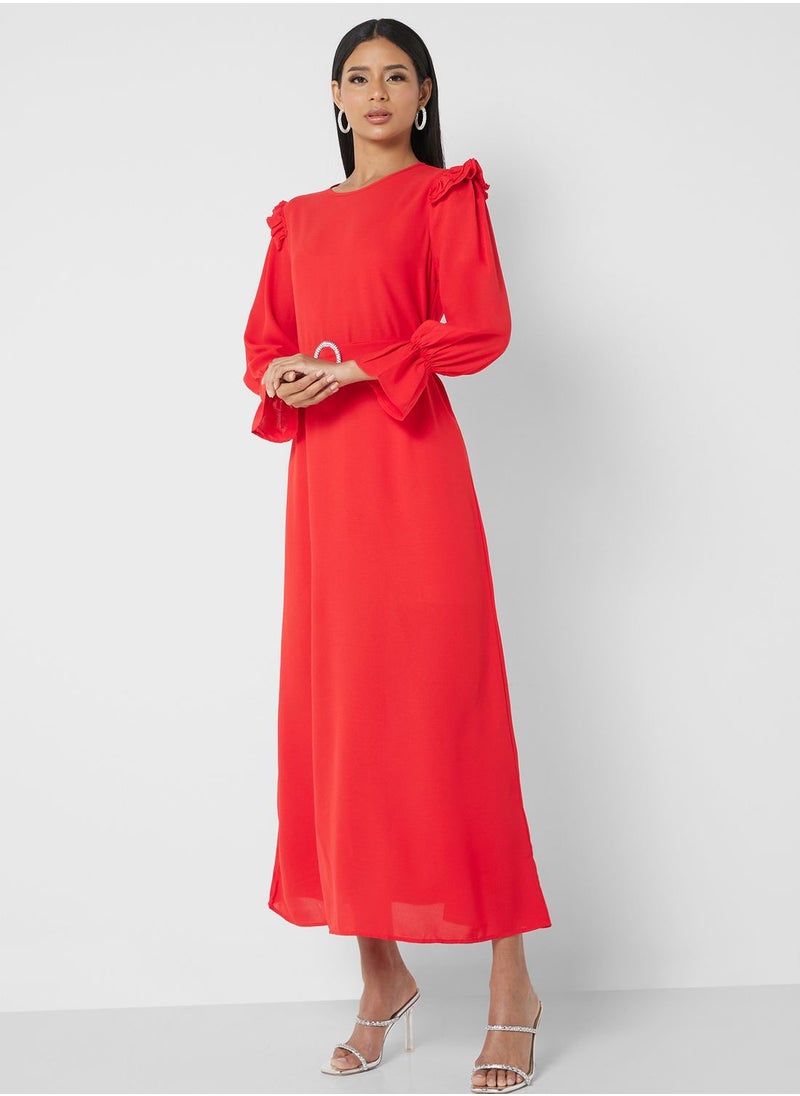ELLA - Cuff Sleeve Fit & Flare Dress - Image 1