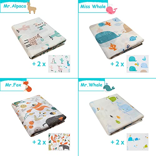 Omilion Baby Swaddle Blanket and Washcloths Set,12 Pieces Muslin Cotton Baby Swaddle Wrap and Wash Cloths Unisex for Boys and Girls, 4 Pack for 40 x 40 Inches and 8 Pack for 8 x 10 Inches - Image 2