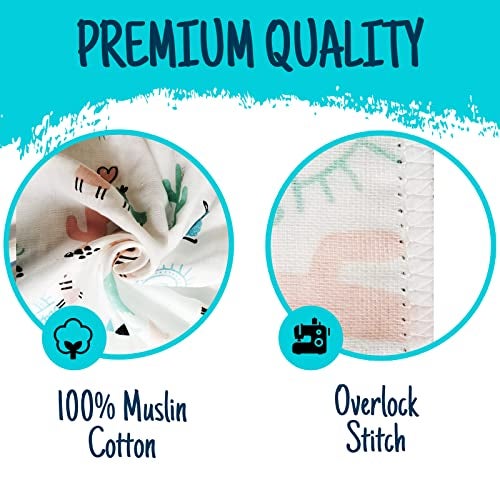 Omilion Baby Swaddle Blanket and Washcloths Set,12 Pieces Muslin Cotton Baby Swaddle Wrap and Wash Cloths Unisex for Boys and Girls, 4 Pack for 40 x 40 Inches and 8 Pack for 8 x 10 Inches - Image 4