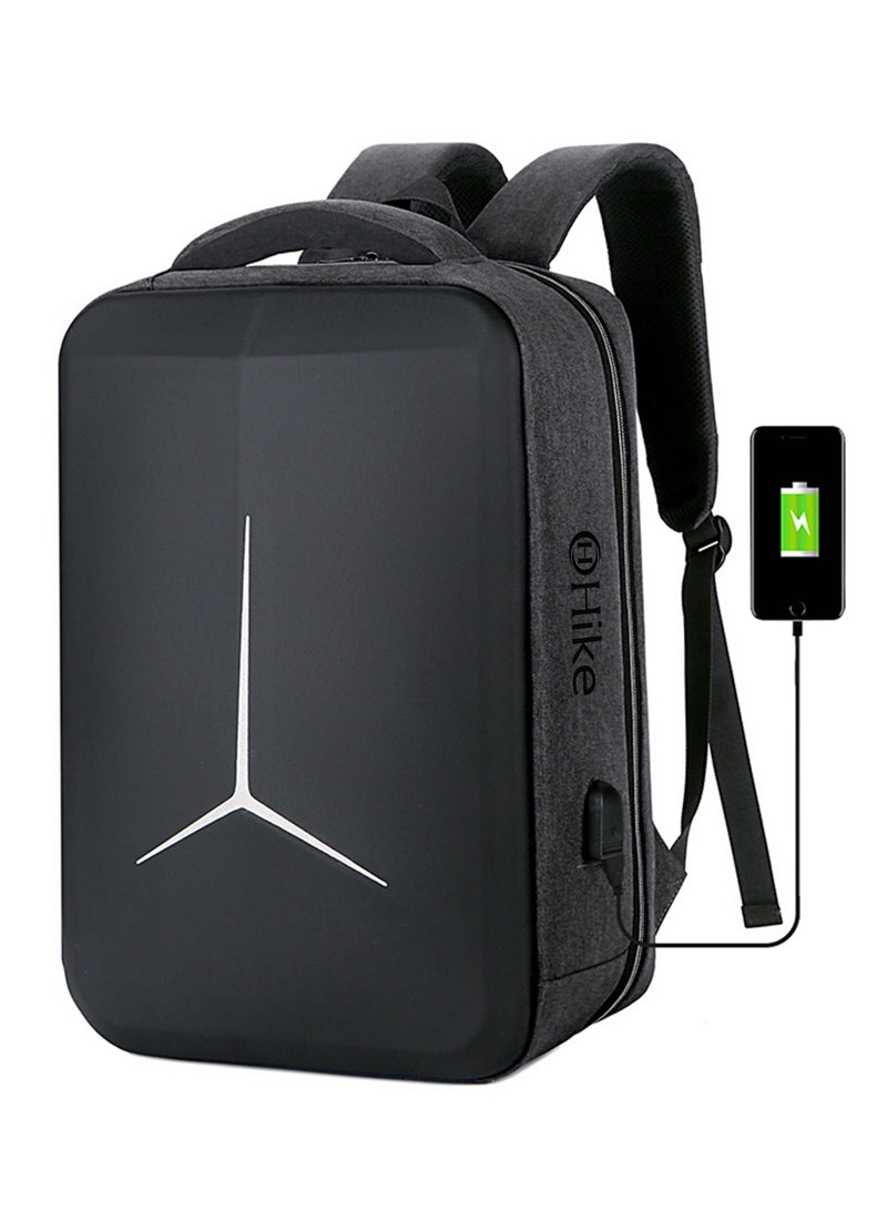 HIKE Semi Hard 17-inch Unisex Laptop Backpack with Built in Combination lock and USB/ Headphone Port Daypack for Travel, Office and Business, HK2020-GREY - Image 1