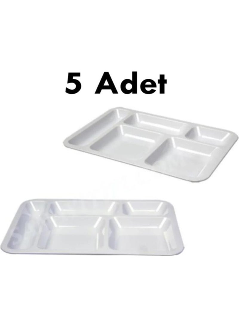abnturk 5 Pieces Unbreakable Healthy Raw Material 5 Compartment Table Dish Table Table Doodle Table Dish Polycarbonate Table Dish  - Image 3