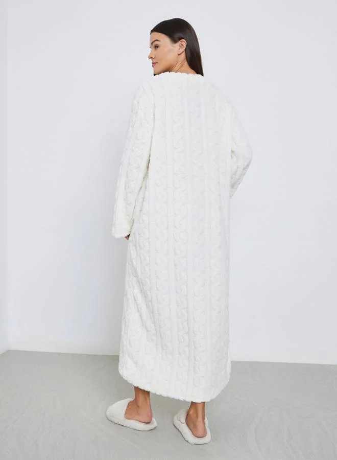 Styli Cable Knit Pocket Detail Fleece Nightdress
