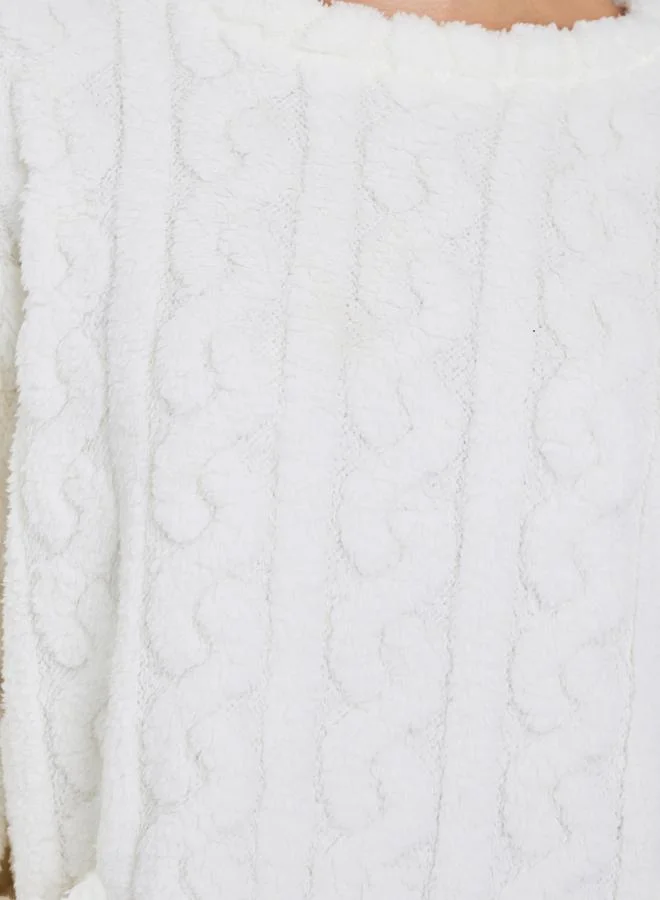 Styli Cable Knit Pocket Detail Fleece Nightdress