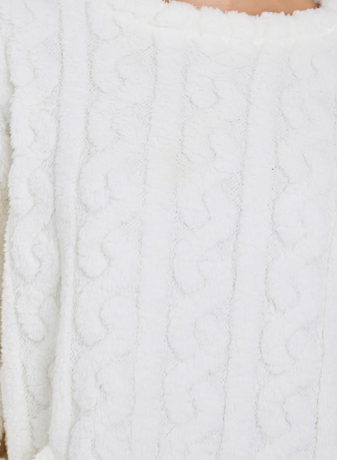 Styli Cable Knit Pocket Detail Fleece Nightdress - Image 3