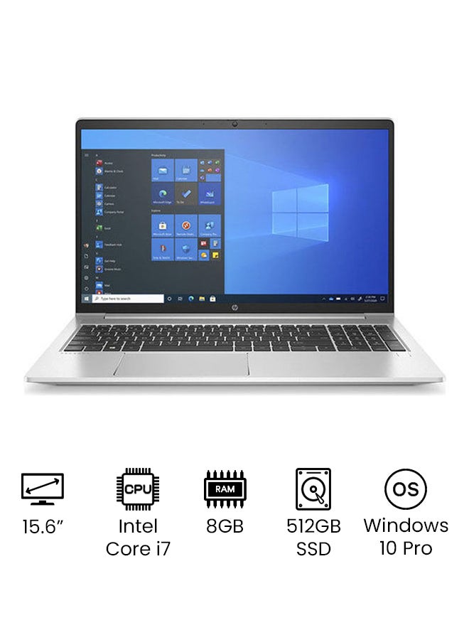 (Upgraded Version) Probook 450 G8 Laptop WIth 15.6 inch Full HD Display Intel Core i7-1165G7 8gb Ram 512gb SSD gb Intel Iris/Iris Plus Graphics/Windows 10 Pro /International Version / English/Arabic Silver