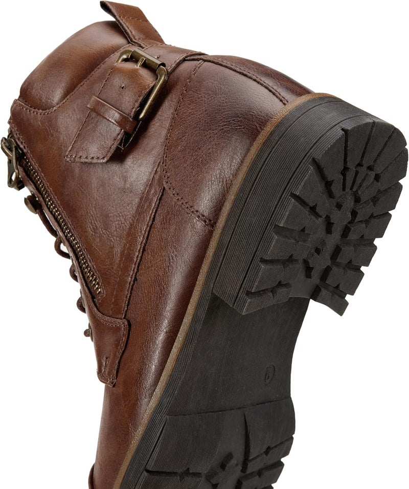 Vostey Men's Dark Brown Combat Motorcycle Ankle Boots - Image 3