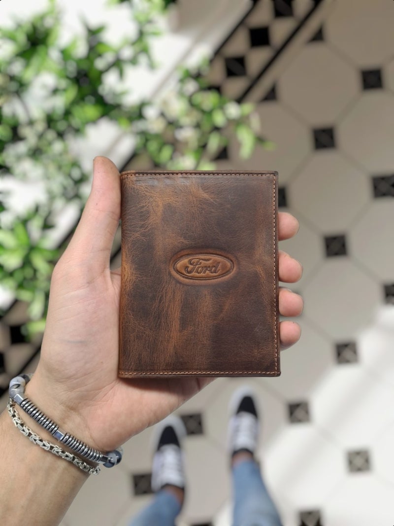 Visso Leather 1904 Leather Vehicle License Case with Ford Logo - License Case Personalized Bag Wallet  - Image 1