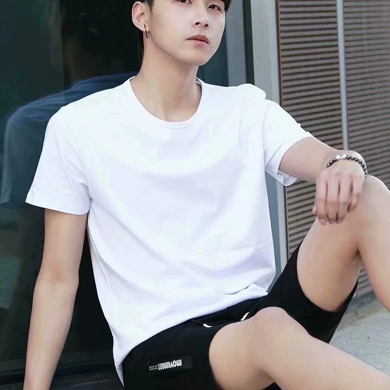 Mens Black White Plaid Shirt Korean Fashion Casual Long Sleeve T-Shirt  - Image 1