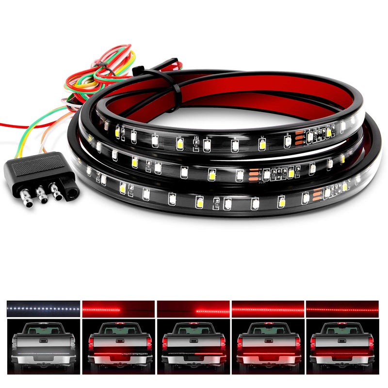 نيلايت 60 شريط إضاءة خلفي للسيارة 108 LED صف واحد مع أضواء فرامل حمراء وإشارة انعطاف وضوء عكسي أبيض ضمان لمدة سنتين
