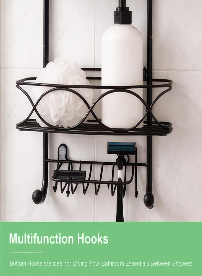 MIORAH Hanging Shower Caddy for Bathroom Aluminium | Bathroom Organiser Without Drill | Bathroom Accessories Storage Organizer Black - Image 5