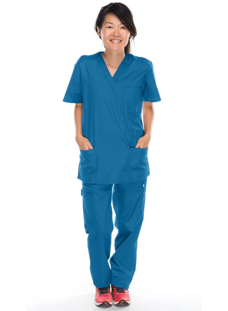 Meridian Meridian Classic Cargo Scrub Set - Comfortable and Stylish Unisex Medical Uniform with Cargo Pants and V-Neck Top. Ideal for Healthcare Professionals. Durable, Functional.  - Image 2