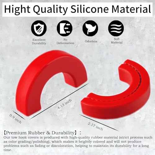 Yinnianets Custom Tow Hook Covers Compatible with 2007-2024 Chevry Silverado 1500 & 2007-2018 GMC Sierra 1500,Tow Hitch Cover Car Tow Hooks Fits Silverado/Sierra 1500 Accessories（Red） - Image 4