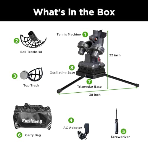 Furlihong 3807BH Tennis Ball Machine with Triangular Base, Adjustable Speeds, Oscillating Left&Right, Up&Down Swing Launch Port, for All Levels Training - Image 5
