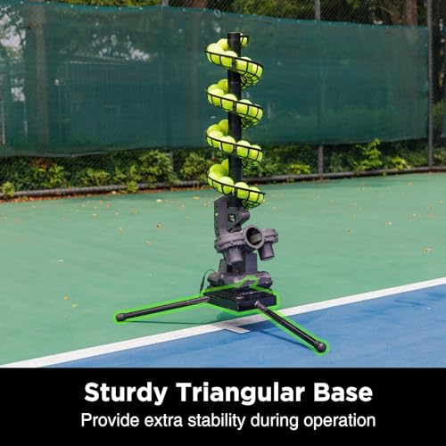 Furlihong 3807BH Tennis Ball Machine with Triangular Base, Adjustable Speeds, Oscillating Left&Right, Up&Down Swing Launch Port, for All Levels Training - Image 2