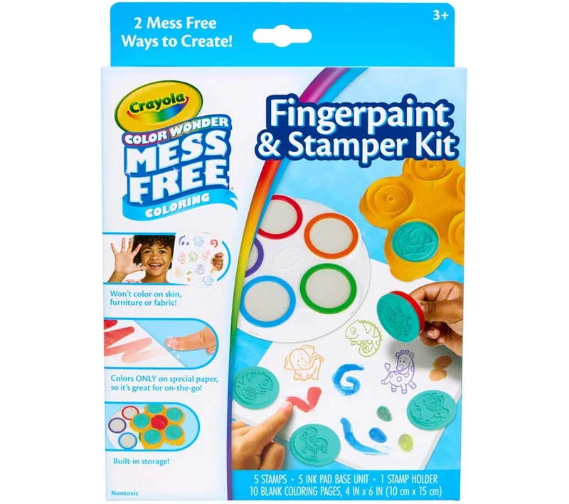 Crayola Crayola Color Wonder Mess Free Fingerpaint & Stamper Kit, Safari Stamps for Kids, Color Reveal Ink, Toddler Activity, Gifts, 3+