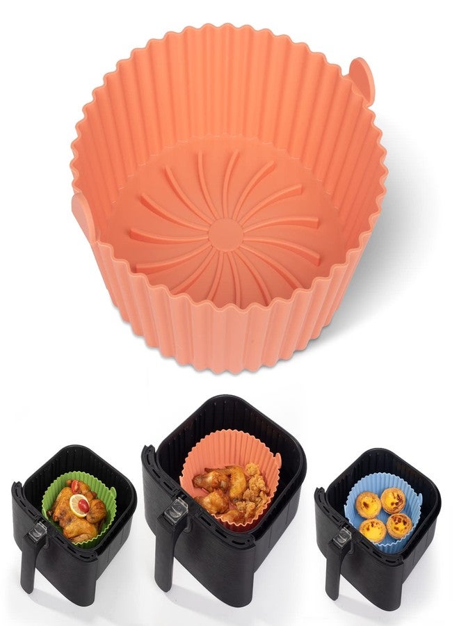 Loveuing Air Fryer Silicone Liners - Reusable Non-stick Silicone Pot Liner Compatible with COSORI AirFryer Basket Accessories (X-Large, Orange) - Image 1