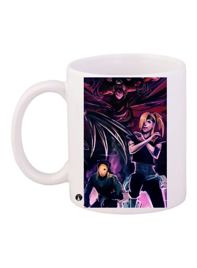 RYN Cartoon Printed Coffee Mug White/Purple/Black 11ounce