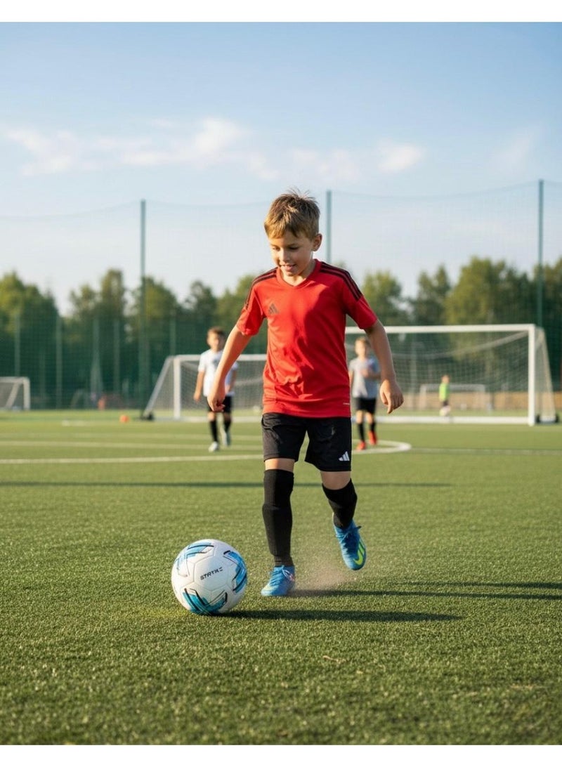 Toyland PU Football Size 5 – 32 Panel Hand Stitched Training and Match Soccer Ball for Outdoor Sports, Blue & White - Image 2