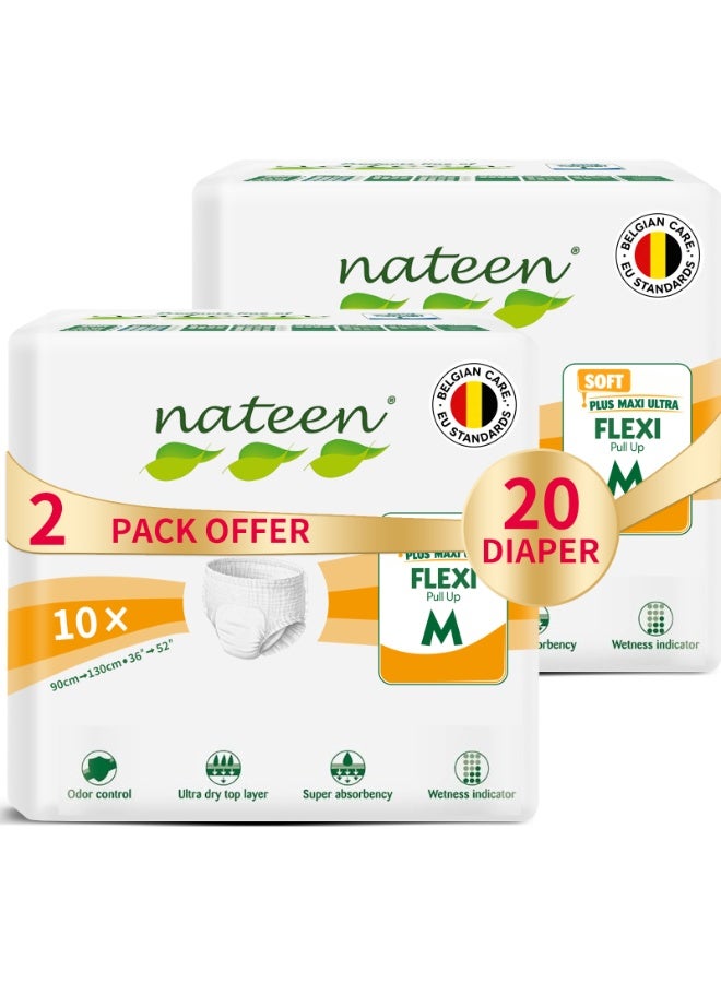 Nateen Flexi Soft Adult Diapers Pants,Incontinence Pull Up,Medium,Waist Size 90-130cm,10 Count Adult Pull Ups,Superior Comfort,Excellent Combination of Protection. - Image 1