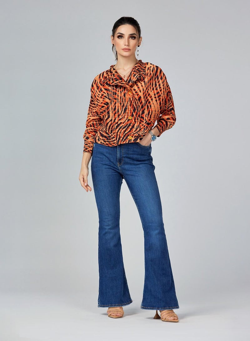 IZEL Orange Pleated Shirt  - Image 2
