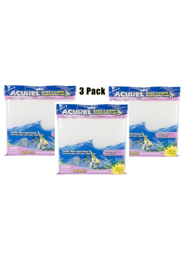 Acurel 3 Pack of Waste and Debris Reducing Media Pad, 18 by 10 Inch, Polyfiber Media Pad for All Aquarium Filters - Image 1