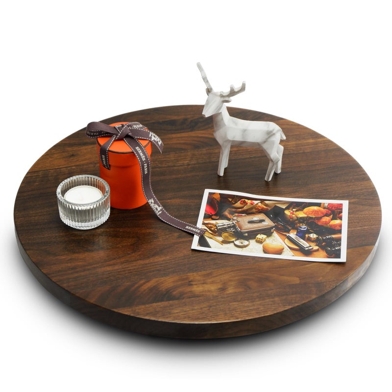 MAGIGO MAGIGO 15 Inches Black Walnut Wood Lazy Susan Solid Wooden Round Kitchen Turntable Rotating Tray