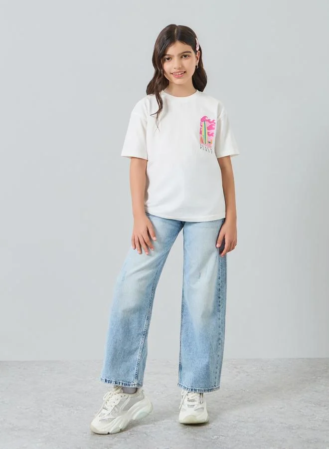 Styli Girls Off-White Graphic Print T-Shirt