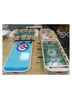 EDUTREE Football Fun + 3 More Games – All in One Box ! 4-in-1 Wooden Football Tabletop Game Set – Football/Foosball, Bowling, Curling & Shuffleboard | Indoor Outdoor Fun for Kids & Family | Soccer Mini Game Party Set  - Image 2