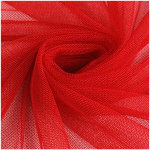 SIYANSHU Multi Purpose Solid Fabric Nylon Spandex Power Mesh Soft Net Combination Fabric - for Wedding, Parties, Costumes, and Decoration (Red, 16.4 x 4 Feet) - Image 1