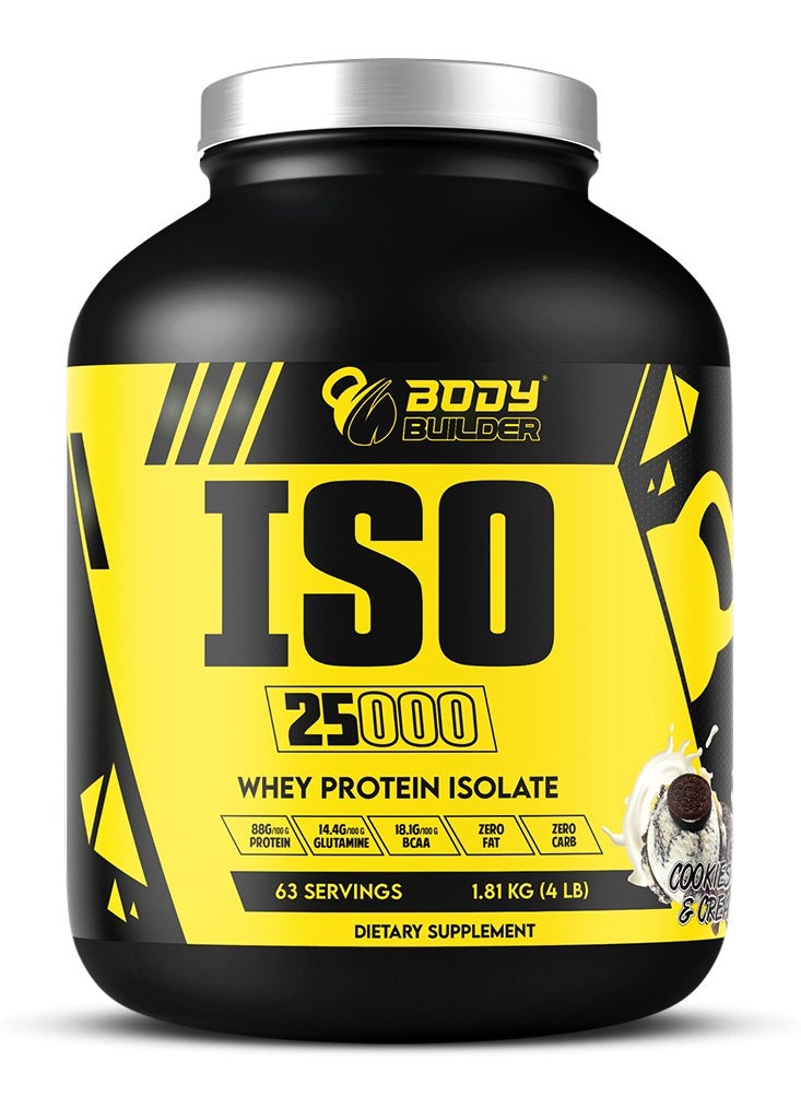 Body Builder Body Builder ISO 25000, Lean Muscles Growth, Rapid absorption of protein, Support Recovery, Cookies and Cream Flavor, 4 Lbs  - Image 1