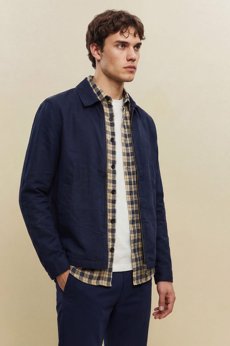 ديفاكتو جاكيت قصة عادية من مزيج الكتان - Image 1