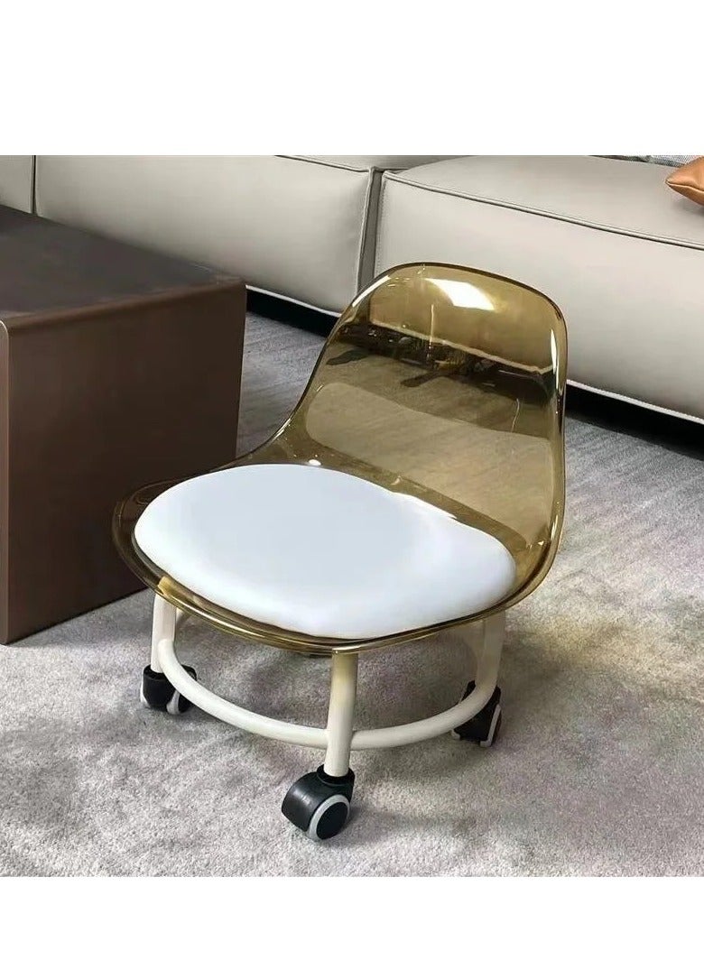 Generic Low Rolling Stool Low Roller Seat Small Swivel Stool Low to Ground with Mute Wheels and Back Support for Home Cleaning Garage Fix Outdoor Picnic Salon Office Working - Image 1