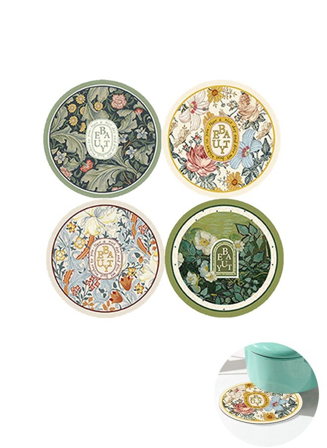 Sweet Life 4 pcs Painting Circular Cup Holders, Vintage Coasters, Home Kitchen Coffee Decoration Accessories Coasters, Thermal Insulation mats, meal mats, wash free and waterproof  - Image 1