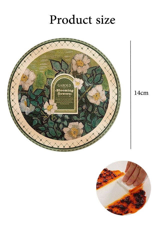 Sweet Life 4 pcs Painting Circular Cup Holders, Vintage Coasters, Home Kitchen Coffee Decoration Accessories Coasters, Thermal Insulation mats, meal mats, wash free and waterproof  - Image 2