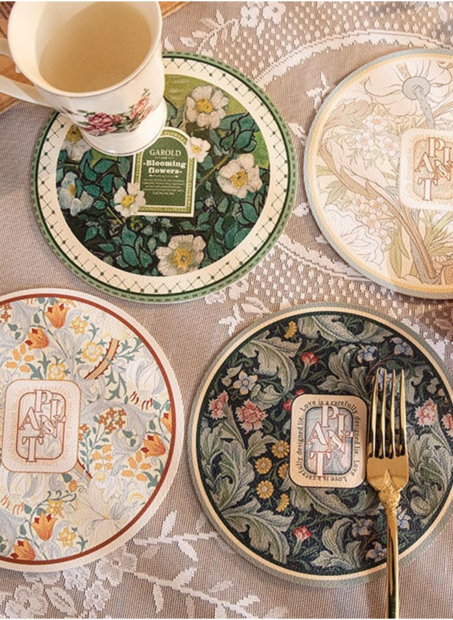 Sweet Life 4 pcs Painting Circular Cup Holders, Vintage Coasters, Home Kitchen Coffee Decoration Accessories Coasters, Thermal Insulation mats, meal mats, wash free and waterproof  - Image 5