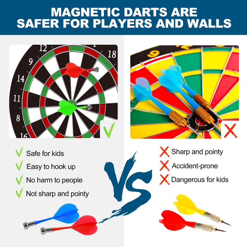 CUKU Dart Board - 12pcs Magnetic Darts - Excellent Indoor Game and Party Games - Gifts for 5 6 7 8 9 10 11 12 Year Old Boy Kids - Image 4