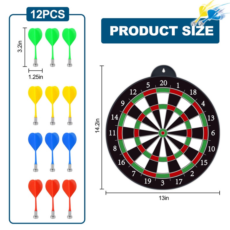 CUKU Dart Board - 12pcs Magnetic Darts - Excellent Indoor Game and Party Games - Gifts for 5 6 7 8 9 10 11 12 Year Old Boy Kids - Image 2