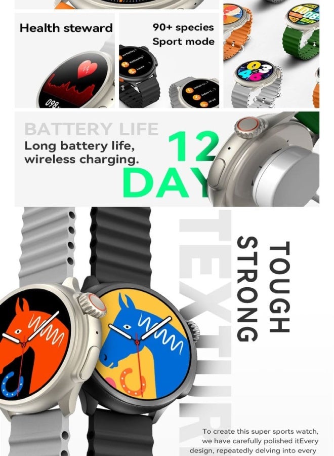 AROAQ HW3 Ultra Max Smartwatch 1.52" HD Round Display, Bluetooth Calling, NFC, 90+ Sports Modes, Fitness & Health Tracker for Men - Gray - Image 4