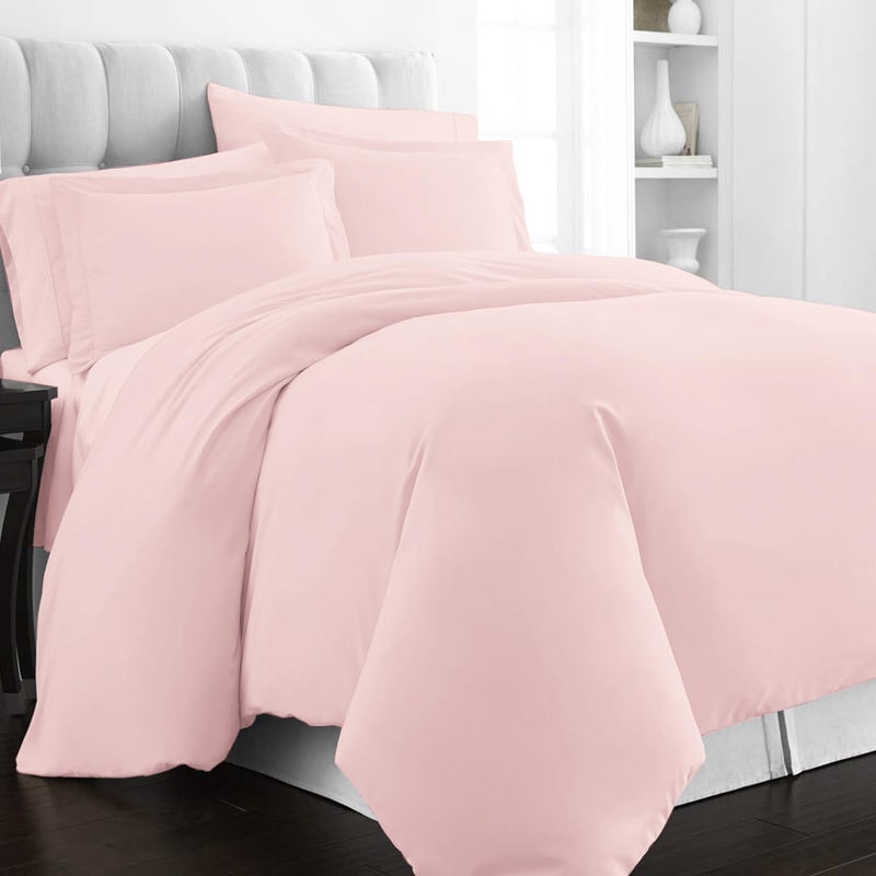 PIZUNA 100% Cotton Duvet Cover Single Size 140x200 cm Light Pink, 400 Thread Count Long Staple Cotton Sateen Weave Duvet Cover Set with 1 Pillowcase (Light Pink Bedding Duvet Cover Sets) - Image 1